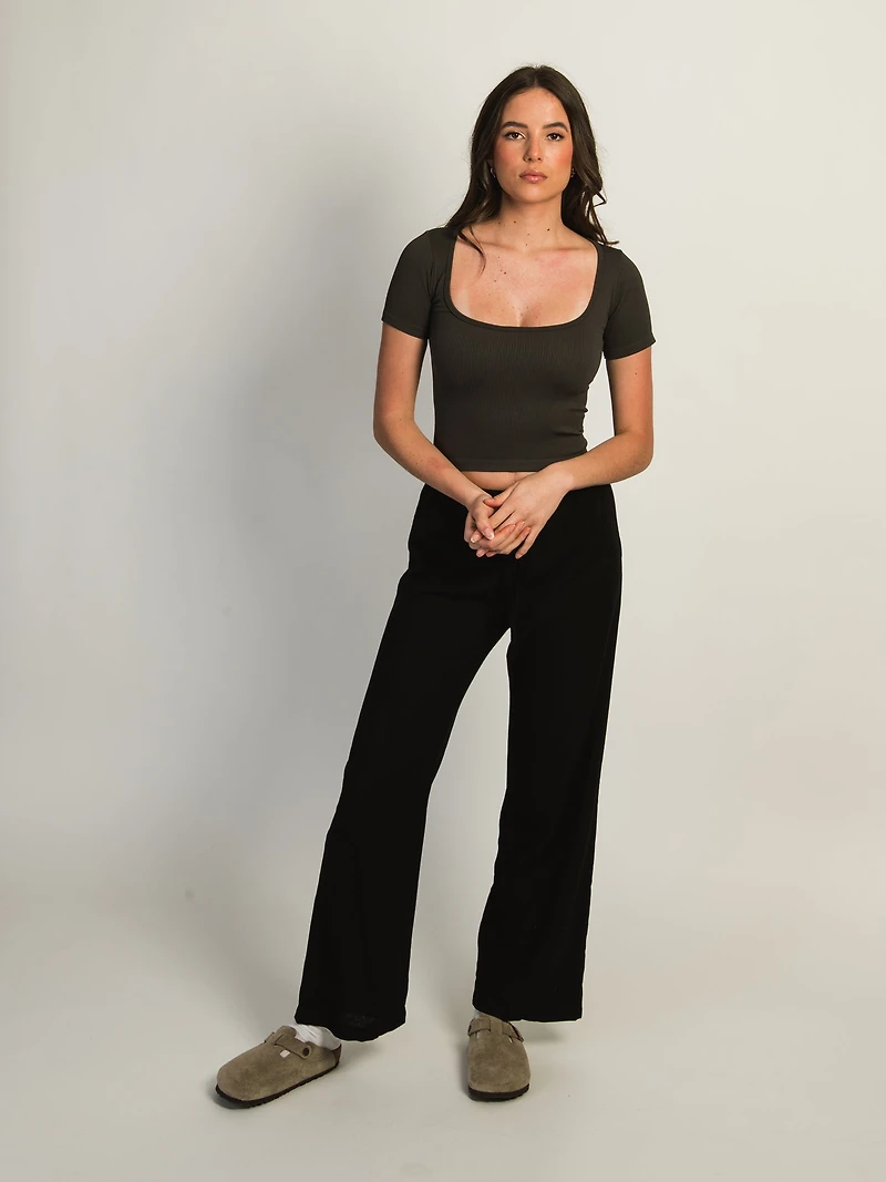 T-SHIRT COL CARRÉ HARLOW SEAMLESS -CHARCOAL