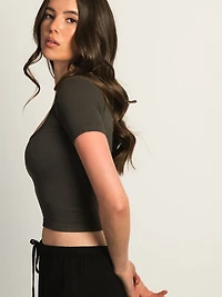 T-SHIRT COL CARRÉ HARLOW SEAMLESS -CHARCOAL