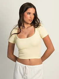 TEE-SHIRT SANS COUTURE HARLOW SQUARENECK - JAUNE
