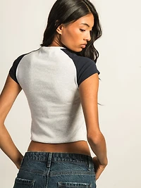 HARLOW MISSY RAGLAN TEE - CLOUD