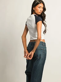 HARLOW MISSY RAGLAN TEE - CLOUD