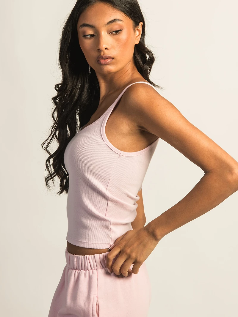 HARLOW ESSENTIAL RIBBED TANK TOP - LIGHT PINK