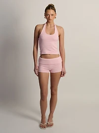 HARLOW MELANI HALTER TOP - PINK/WHITE