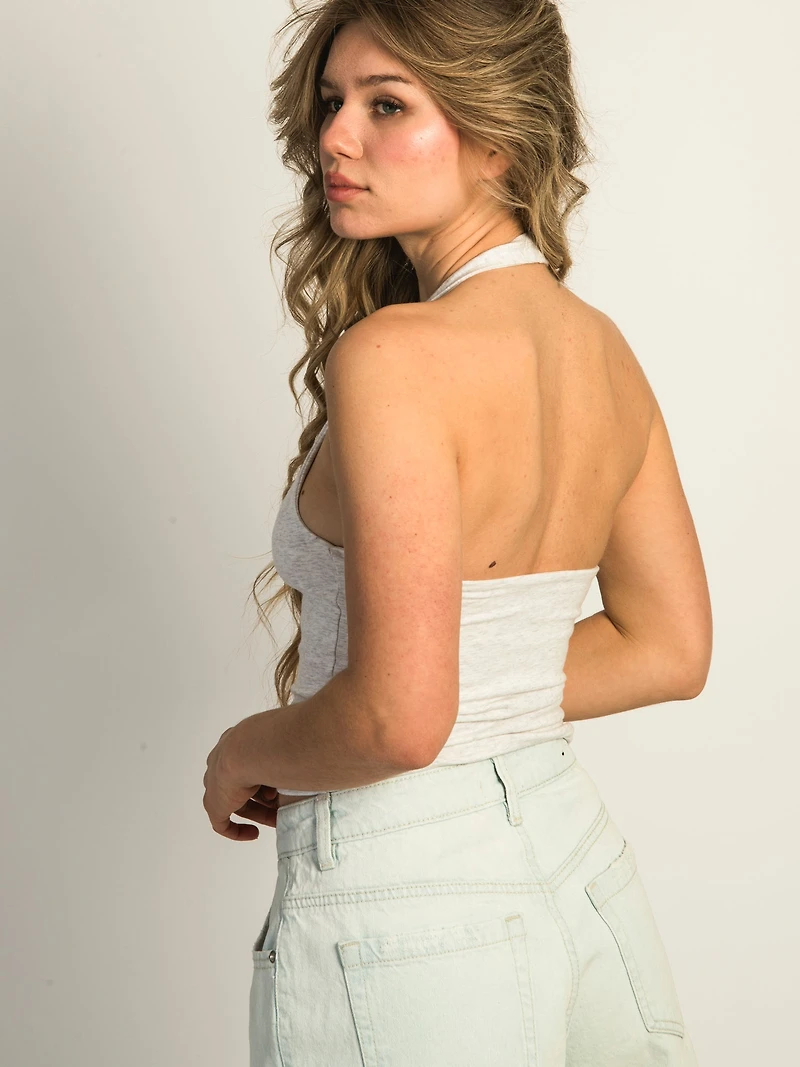 HARLOW DANI MELANGE HALTER TOP - CLOUD