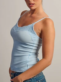 DÉBARDEUR EN DENTELLE HARLOW LUNA - BLEU DOUX