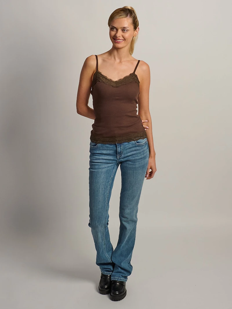HARLOW LUNA LACE TANK - BROWN