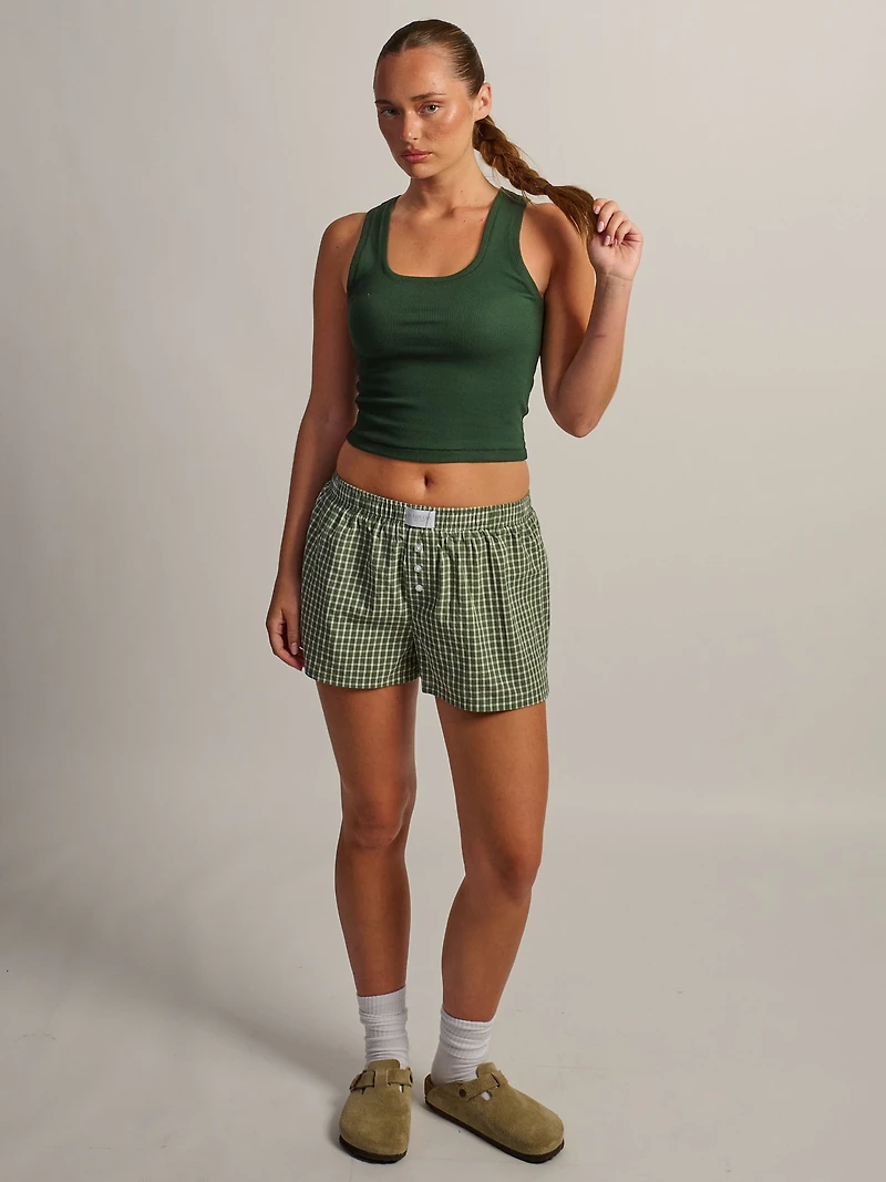 HARLOW ESSENTIAL SQUARE NECK TANK - FOREST