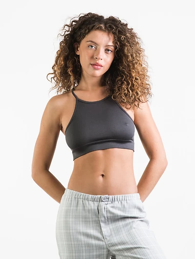 BRALETTE CÔTELÉE À COL HAUT POUR FEMMES