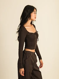 HARLOW MAE LONG SLEEVE TEE - CHOCOLATE CLEARANCE