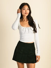 HARLOW MAE LONG SLEEVE MELANGE TEE - HEATHER GREY CLEARANCE
