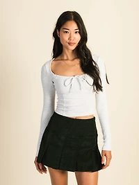 HARLOW MAE LONG SLEEVE MELANGE TEE - HEATHER GREY CLEARANCE