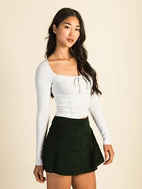 HARLOW MAE LONG SLEEVE MELANGE TEE - HEATHER GREY CLEARANCE