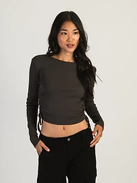 HARLOW RACHEL RUCHED LONG SLEEVE - CHARCOAL CLEARANCE