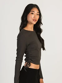 HARLOW RACHEL RUCHED LONG SLEEVE - CHARCOAL (ANTHRACITE)