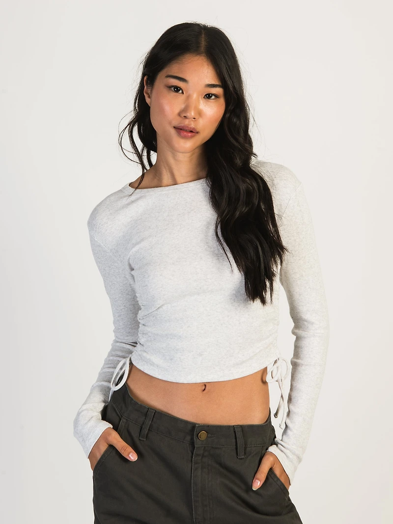 HARLOW RACHEL MELANGE RUCHED LONG SLEEVE - CLOUD CLEARANCE