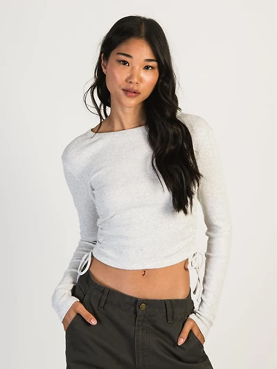 HARLOW RACHEL MELANGE RUCHED LONG SLEEVE - CLOUD CLEARANCE