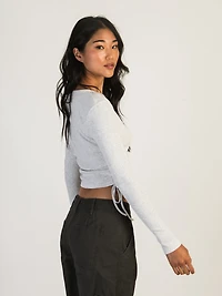 HARLOW RACHEL MELANGE RUCHED LONG SLEEVE - CLOUD CLEARANCE