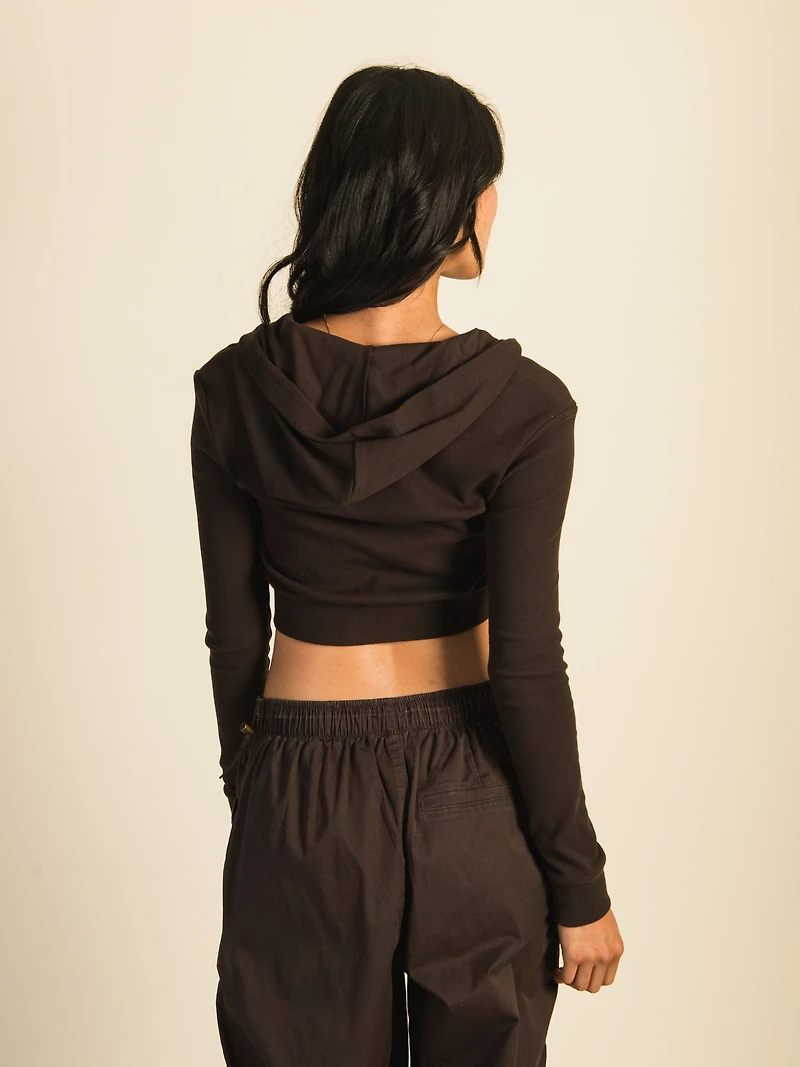 HARLOW ELLIE RIBBED ZIP UP - CHOCOLATE CLEARANCE