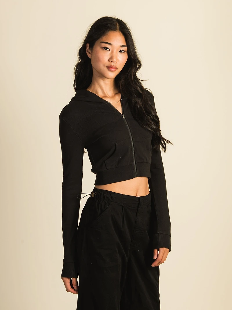 HARLOW ELLIE CÔTELÉ ZIP UP - CHARBON DÉGAGEMENT