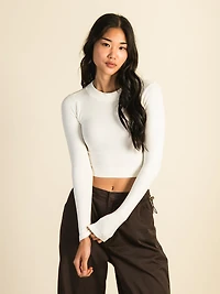 HARLOW SEAMLESS LONG SLEEVE MOCKNECK - CREAM CLEARANCE