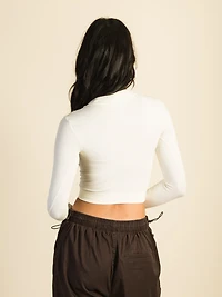 HARLOW SEAMLESS LONG SLEEVE MOCKNECK - CREAM CLEARANCE