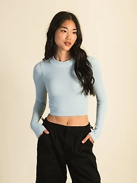 HARLOW SANS COUTURE À MANCHES LONGUES MOCKNECK - BLEU CLAIR LIQUIDAT