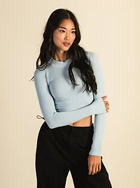 HARLOW SANS COUTURE À MANCHES LONGUES MOCKNECK - BLEU CLAIR LIQUIDAT