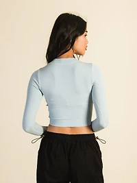 HARLOW SANS COUTURE À MANCHES LONGUES MOCKNECK - BLEU CLAIR LIQUIDAT