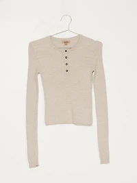 WOMENS CICI HENLEY - OATMEAL CLEARANCE