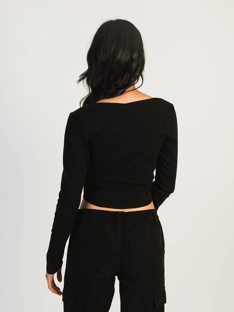 HARLOW SQUARE NECK LONGSLEEVE - BLACK CLEARANCE