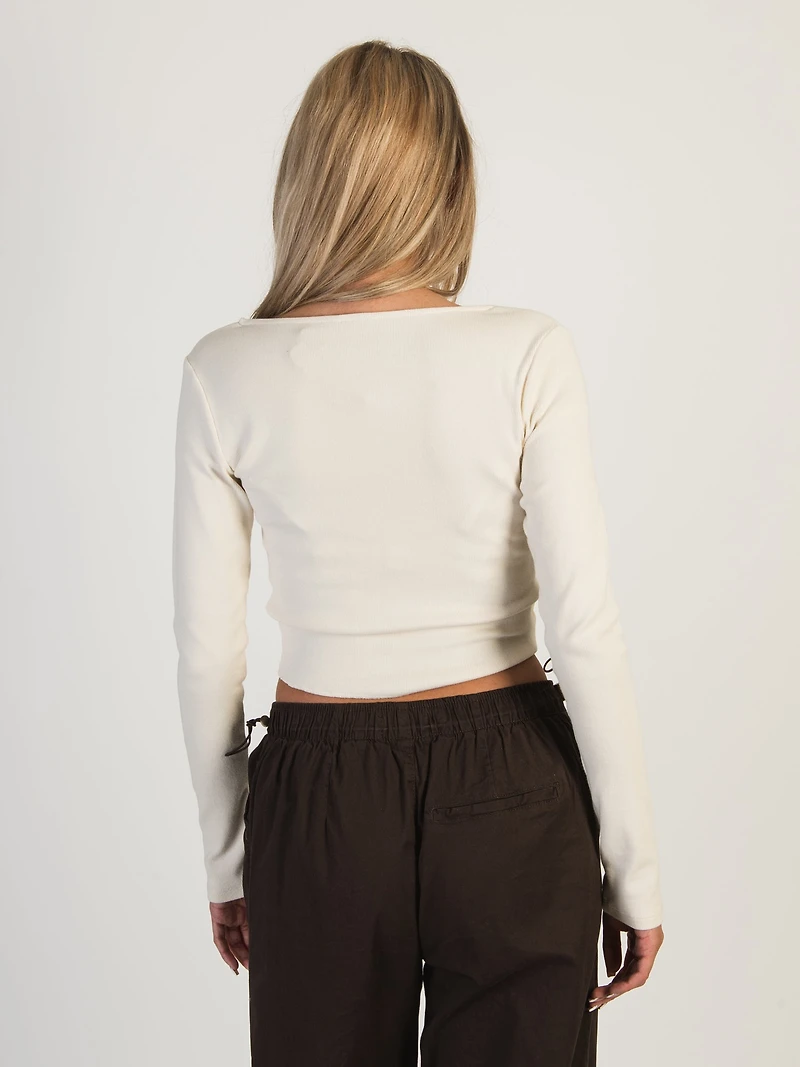 HARLOW SQUARE NECK LONGSLEEVE - CREAM CLEARANCE