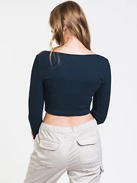 T-SHIRT À MANCHES LONGUES AVEC ENCOCHE POUR FEMMES