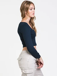 T-SHIRT À MANCHES LONGUES AVEC ENCOCHE POUR FEMMES