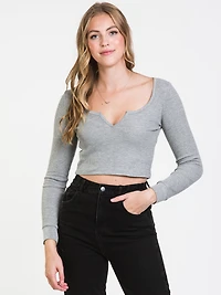 HARLOW KYLIE LONG SLEEVE NOTCH TEE