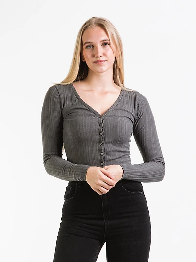 FEMME - BIANCA RIB BUTTON UP