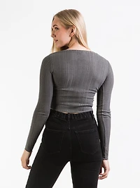 FEMME - BIANCA RIB BUTTON UP