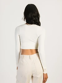 HARLOW TORI VNECK SEAMLESS LONG SLEEVE - CREAM CLEARANCE