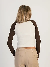HARLOW BLAIR LONG SLEEVE RAGLAN - CHOCOLATE CLEARANCE