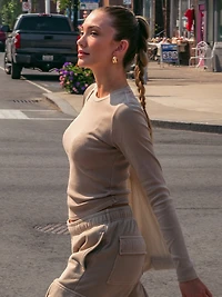 HARLOW RIVER RIBBED LONG SLEEVE - MOCHA CLEARANCE