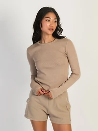 HARLOW RIVER RIBBED LONG SLEEVE - MOCHA CLEARANCE