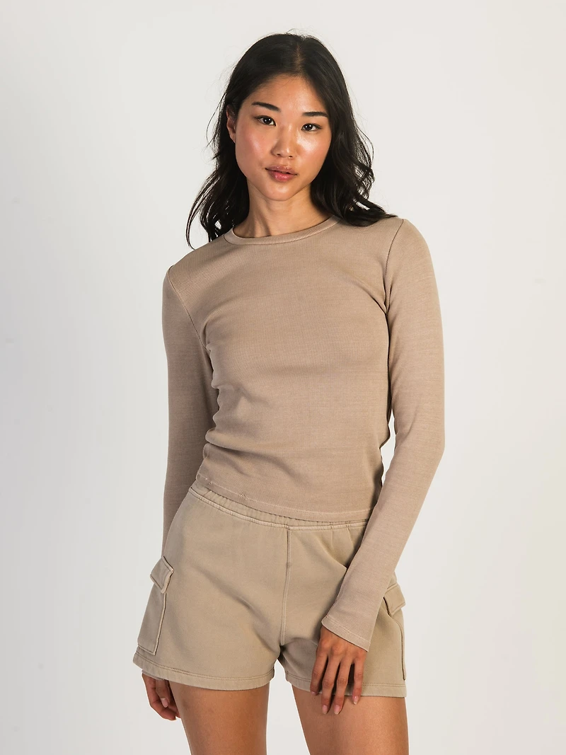 HARLOW RIVER RIBBED LONG SLEEVE - MOCHA CLEARANCE