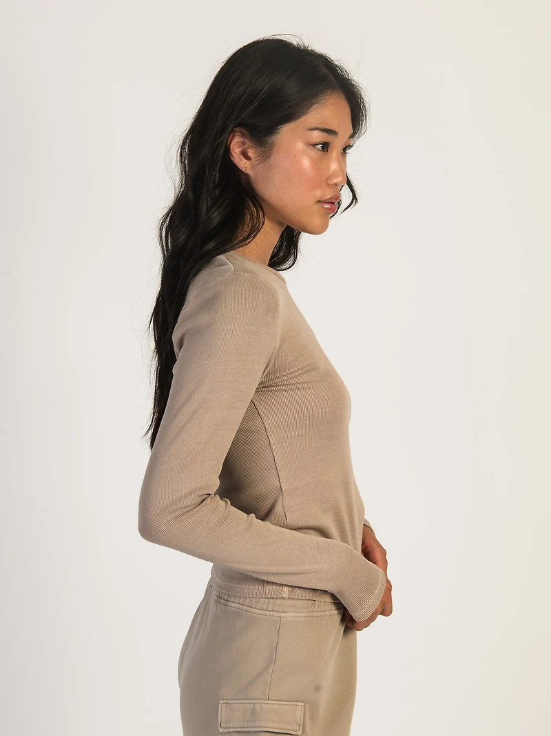 HARLOW RIVER RIBBED LONG SLEEVE - MOCHA CLEARANCE