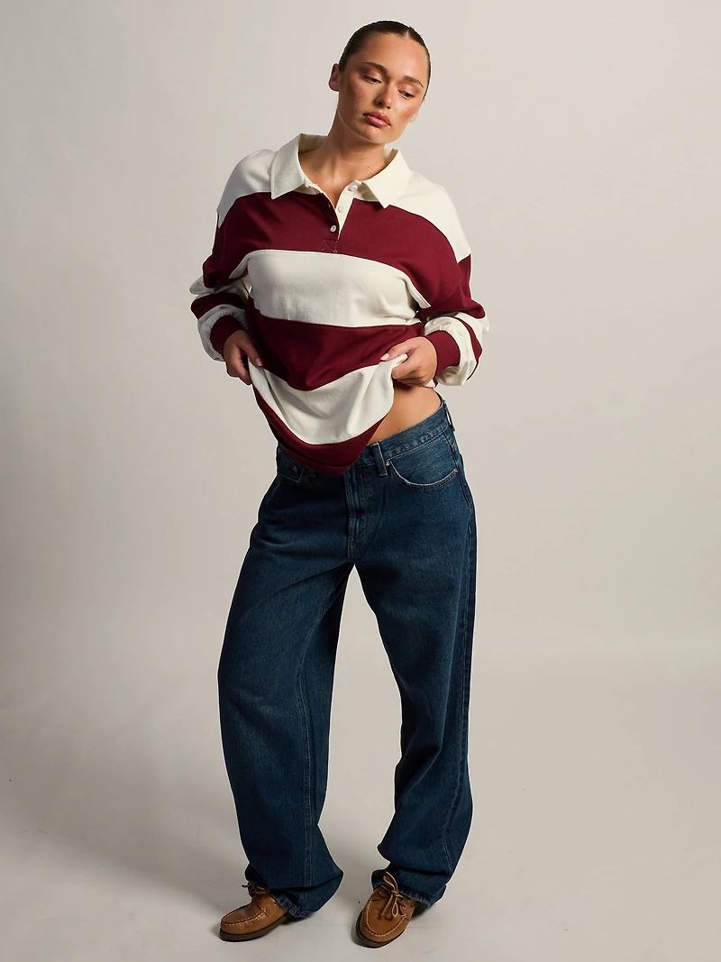 HARLOW RORY RUGBY LONG SLEEVE - BURGUNDY