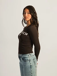 T-SHIRT HARLOW CAMILLA MANCHES LONGUES - CHOCOLAT