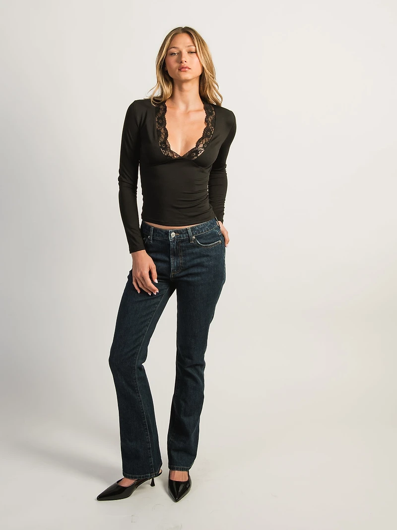 T-SHIRT HARLOW EVELYN LACE MANCHES LONGUES -NOIR