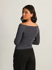 HARLOW SCARLETT LONG SLEEVE - NAVY CLEARANCE