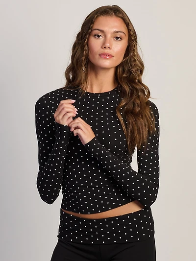HARLOW KATIE LONG SLEEVE TEE - BLACK/WHITE