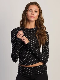 HARLOW KATIE LONG SLEEVE TEE - BLACK/WHITE