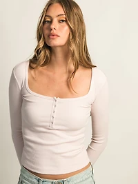 HARLOW DAPHNE LONG SLEEVE HENLEY - PINK