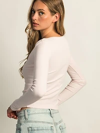 HARLOW DAPHNE LONG SLEEVE HENLEY - PINK